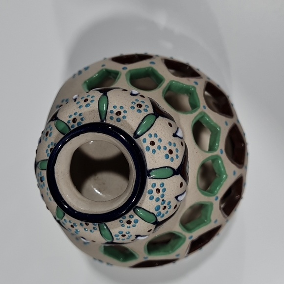 Javier Servin Mexico Hand Painted & Signed Ceramic Tea Light Candle Holder - Picture 8 of 8